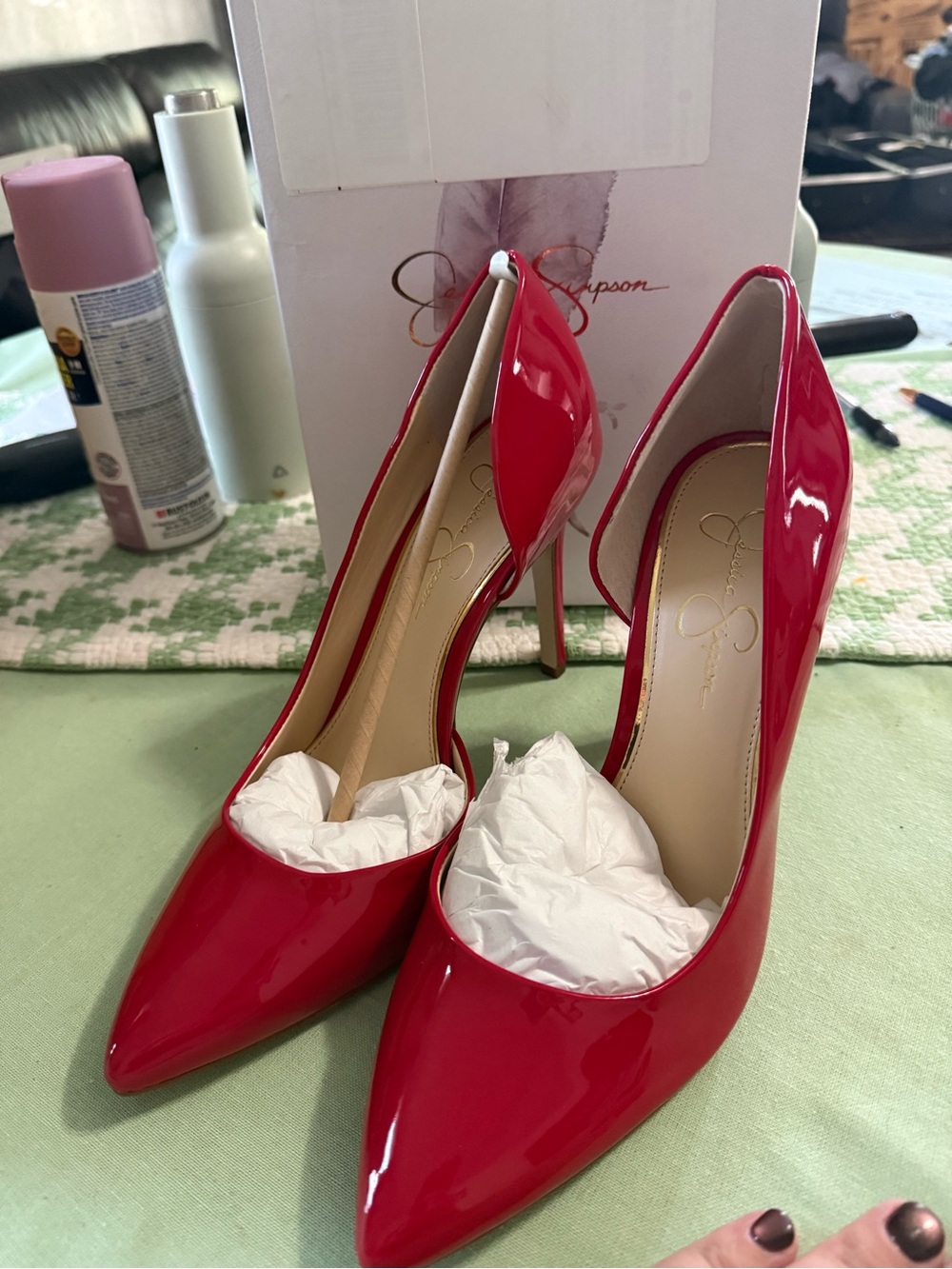 Jessica Simpson Bright Red Patent Pointed Toe Stilettos